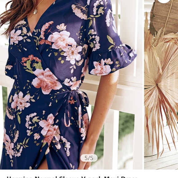 CUPSHE Hermine Normal Sleeve V-neck Maxi Dress - Picture 3 of 4